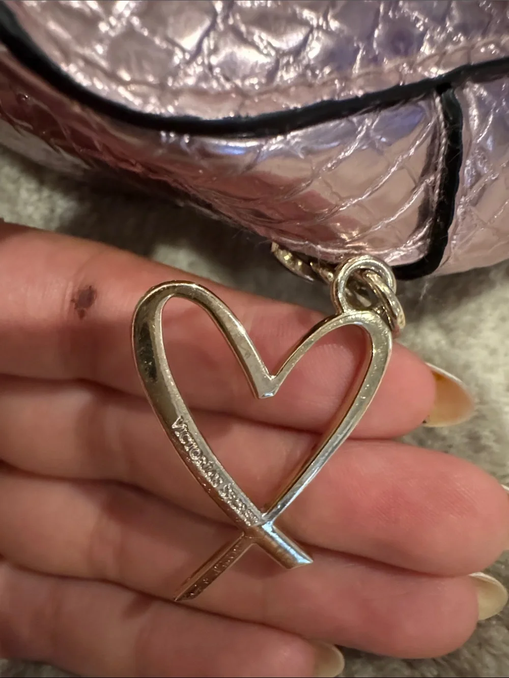 Victoria’s Secret Metallic Rose Gold Snake-Embossed Cosmetic Carry Case